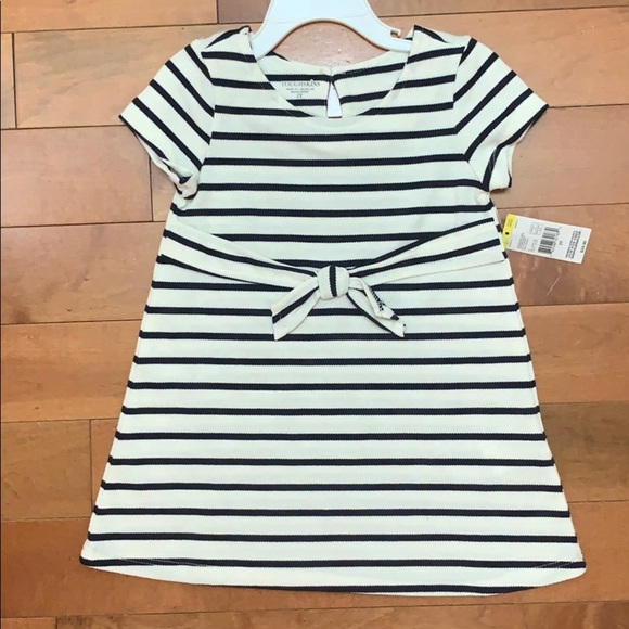 Toughkins Blue and White Sailor Striped Bow Dress Size 2T - Picture 1 of 2